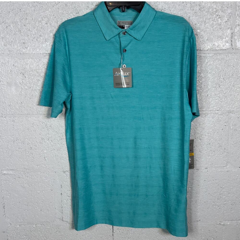 PGA TOUR Men's Jasper Airflux Short Sleeve Performance Polo Shirt, blue S, $62